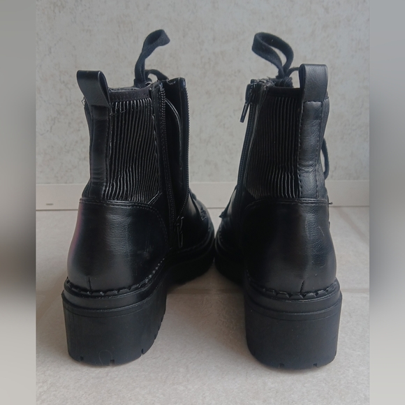 Black Chunky Lace-Up Ankle Boots - Picture 4 of 8